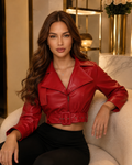 Cropped Belted Leather Jacket